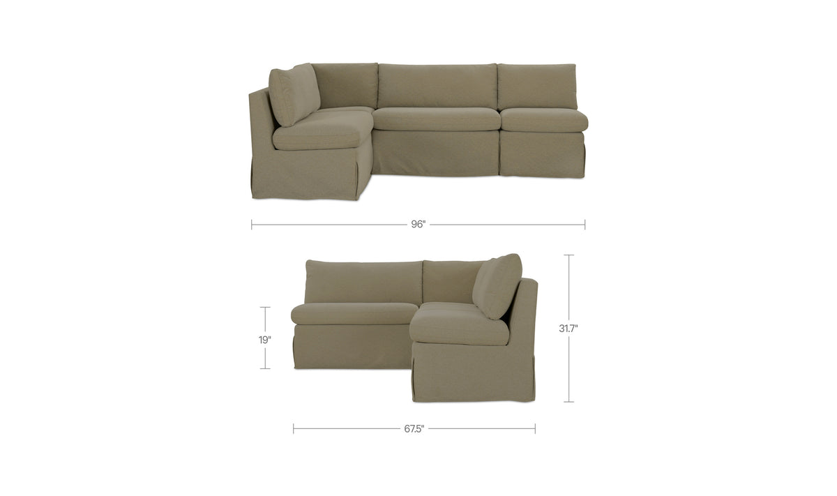 Fable Slipcover Dining Banquette L-Shape 96.0