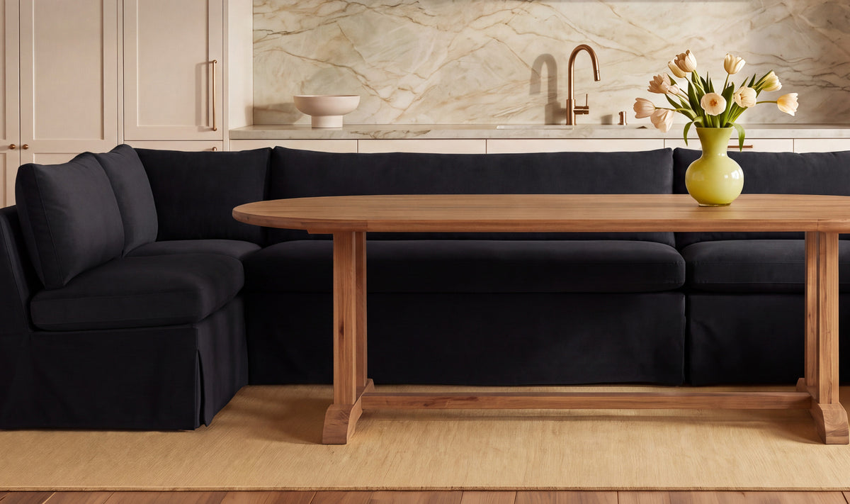 Fable Slipcover Dining Banquette  L-Shape 100.5 in