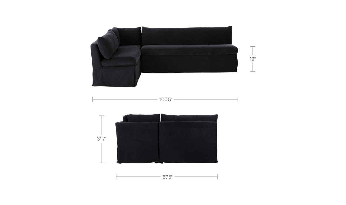 Fable Slipcover Dining Banquette  L-Shape 100.5 in