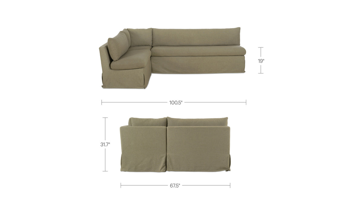 Fable Slipcover Dining Banquette  L-Shape 100.5 in