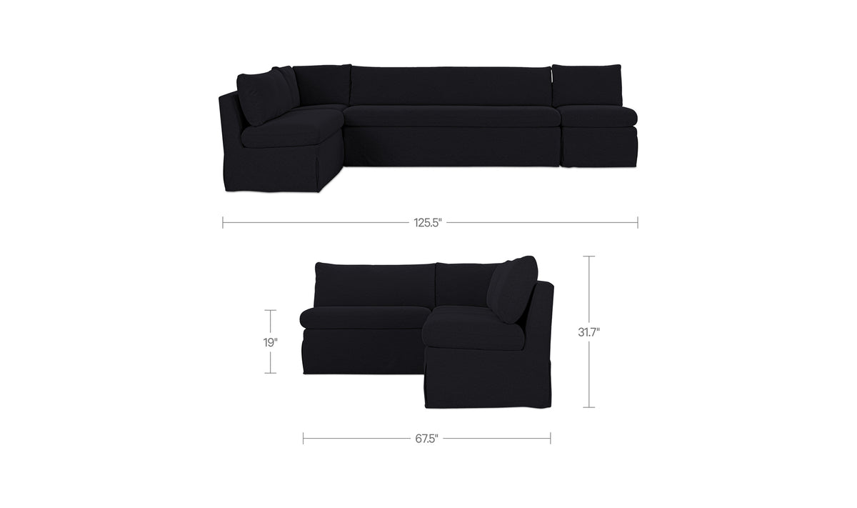 Fable Slipcover Dining Banquette L-Shape 125.5