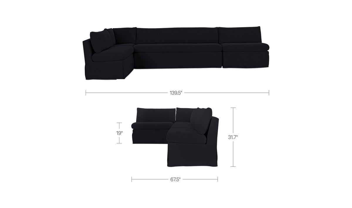 Fable Slipcover Dining Banquette L-Shape 139.5