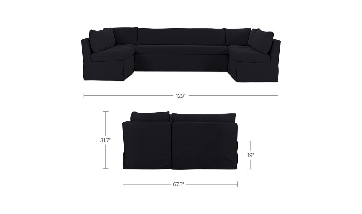 Fable Slipcover Dining Banquette U-Shape 129