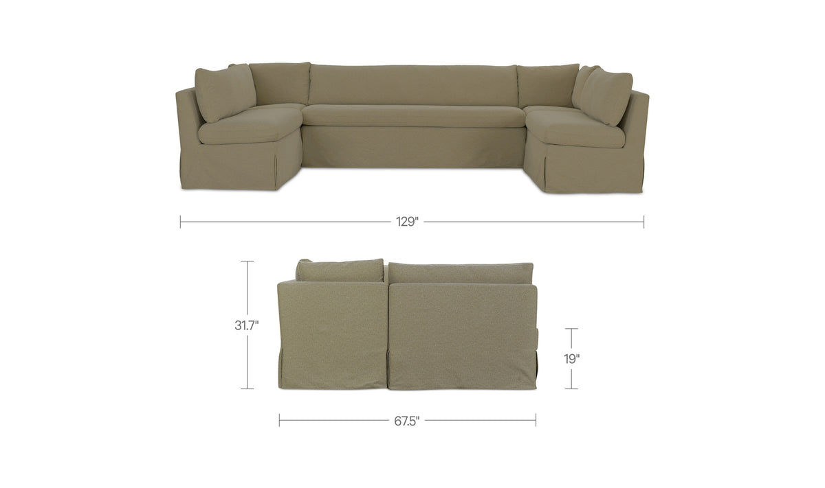 Fable Slipcover Dining Banquette U-Shape 129