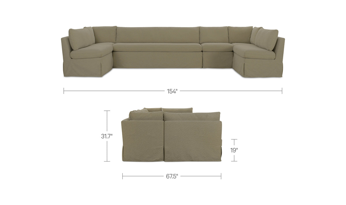 Fable Slipcover Dining Banquette U-Shape 154