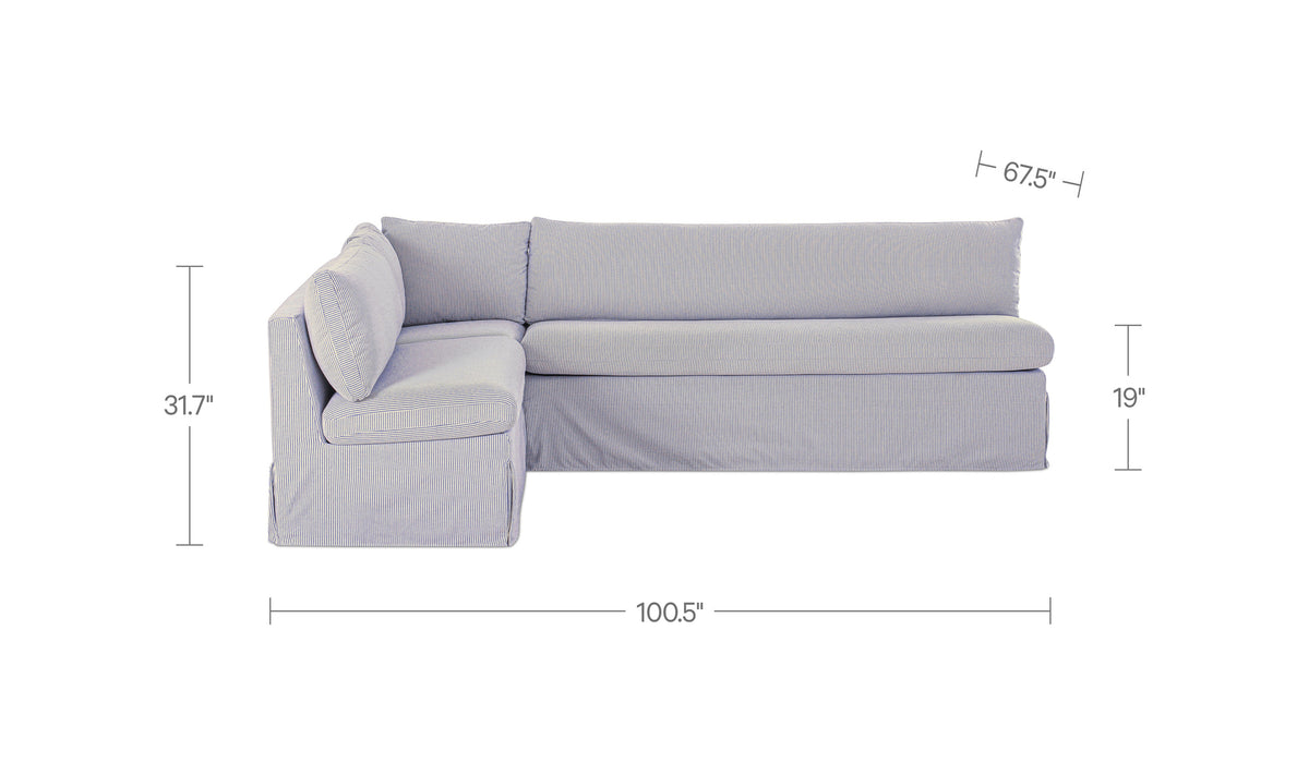 Fable Slipcover Dining Banquette  L-Shape 100.5 in