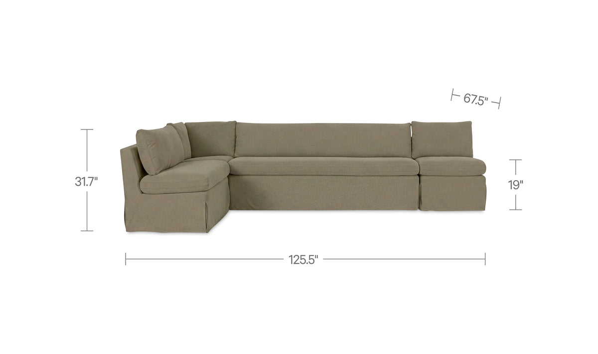 Fable Slipcover Dining Banquette L-Shape 125.5