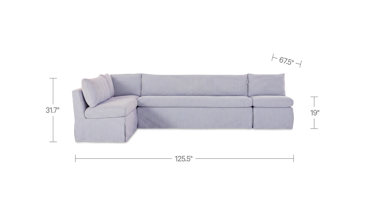 Fable Slipcover Dining Banquette L-Shape 125.5