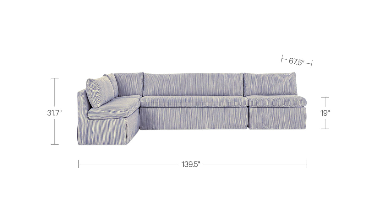 Fable Slipcover Dining Banquette L-Shape 139.5
