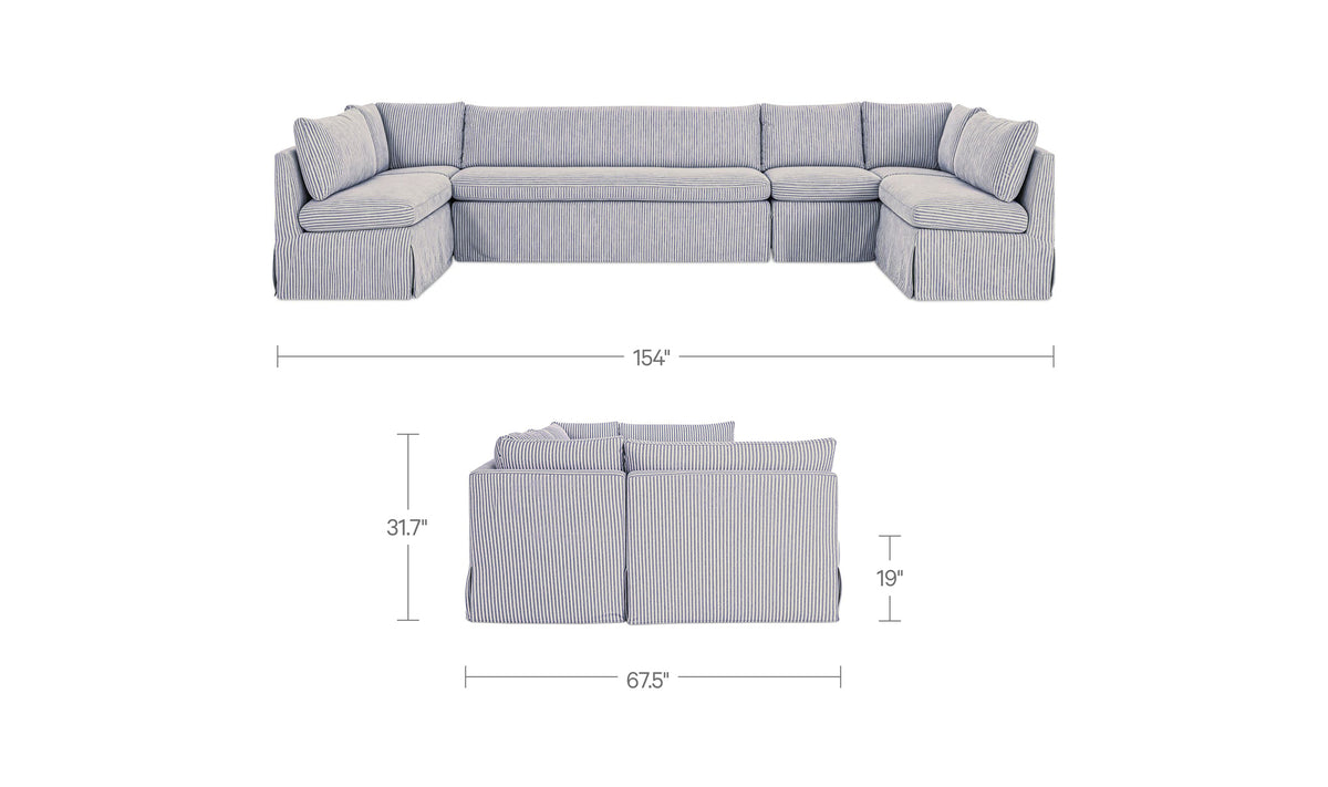 Fable Slipcover Dining Banquette U-Shape 154