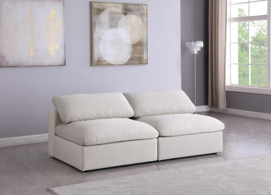 Serene Linen Textured Fabric Deluxe Comfort Modular Armless Sofa