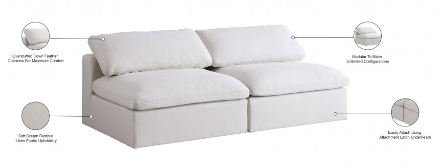 Serene Linen Textured Fabric Deluxe Comfort Modular Armless Sofa