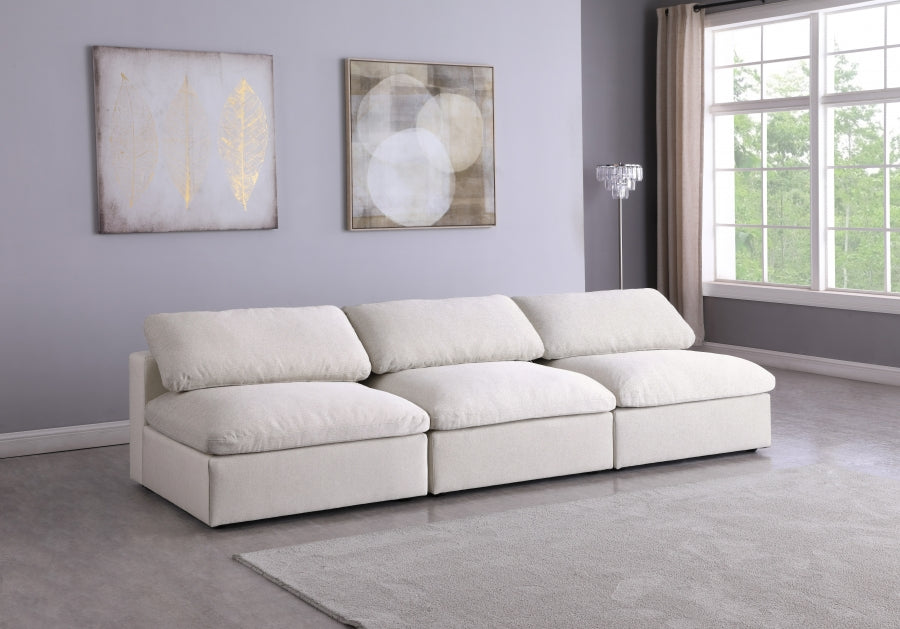 Serene Linen Textured Fabric Deluxe Comfort Modular Armless Sofa