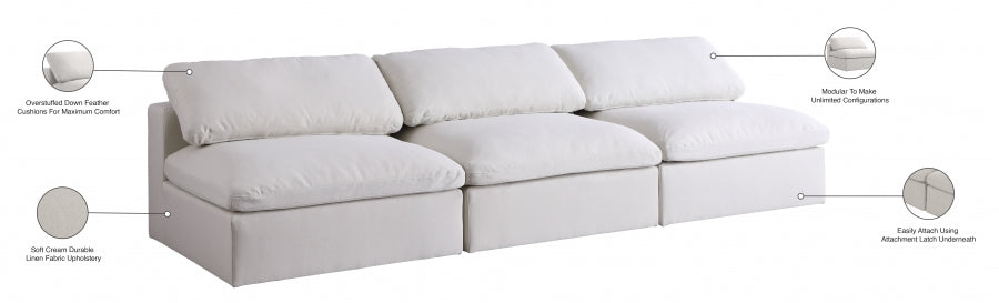 Serene Linen Textured Fabric Deluxe Comfort Modular Armless Sofa