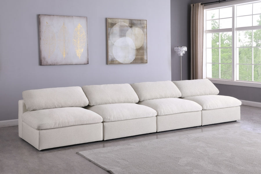 Serene Linen Textured Fabric Deluxe Comfort Modular Armless Sofa