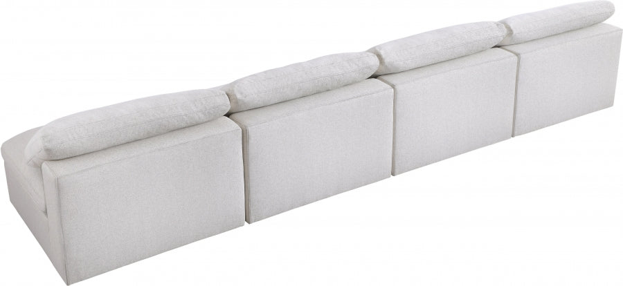 Serene Linen Textured Fabric Deluxe Comfort Modular Armless Sofa