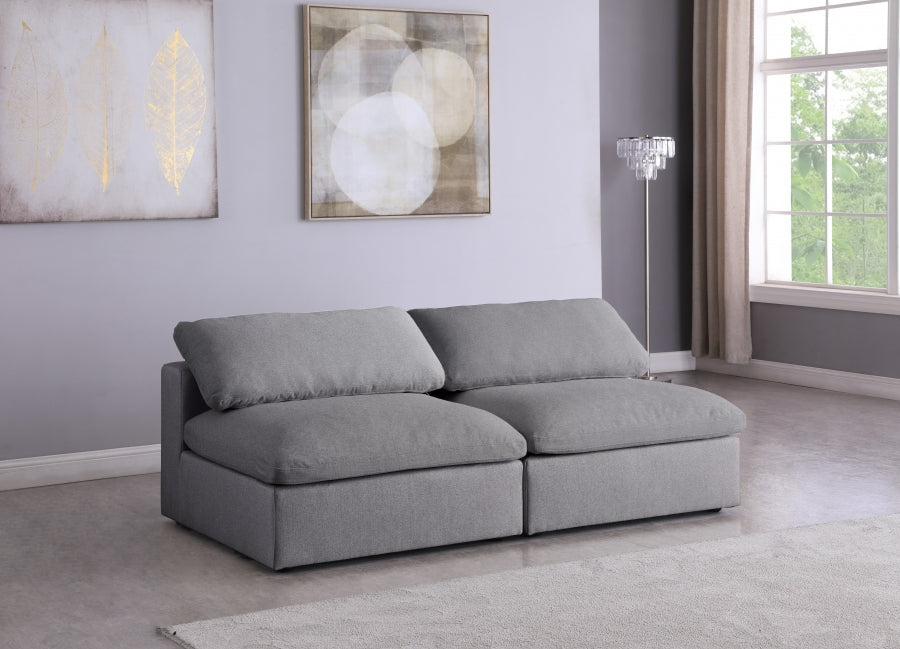 Serene Linen Textured Fabric Deluxe Comfort Modular Armless Sofa