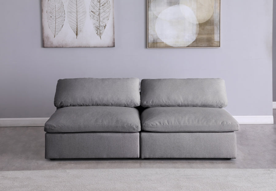 Serene Linen Textured Fabric Deluxe Comfort Modular Armless Sofa