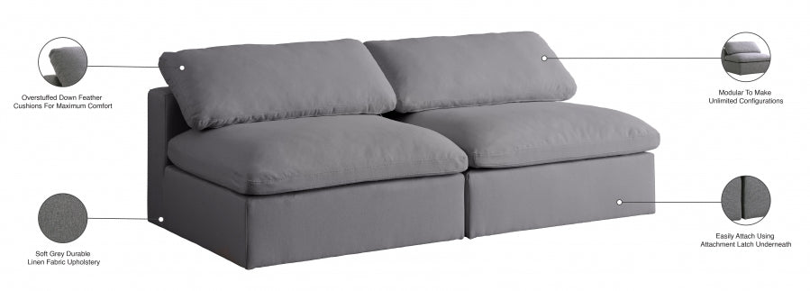 Serene Linen Textured Fabric Deluxe Comfort Modular Armless Sofa