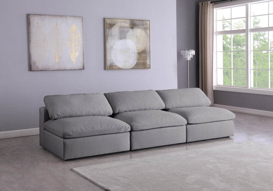 Serene Linen Textured Fabric Deluxe Comfort Modular Armless Sofa