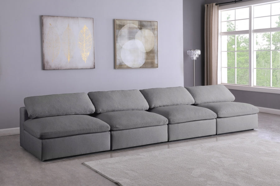 Serene Linen Textured Fabric Deluxe Comfort Modular Armless Sofa