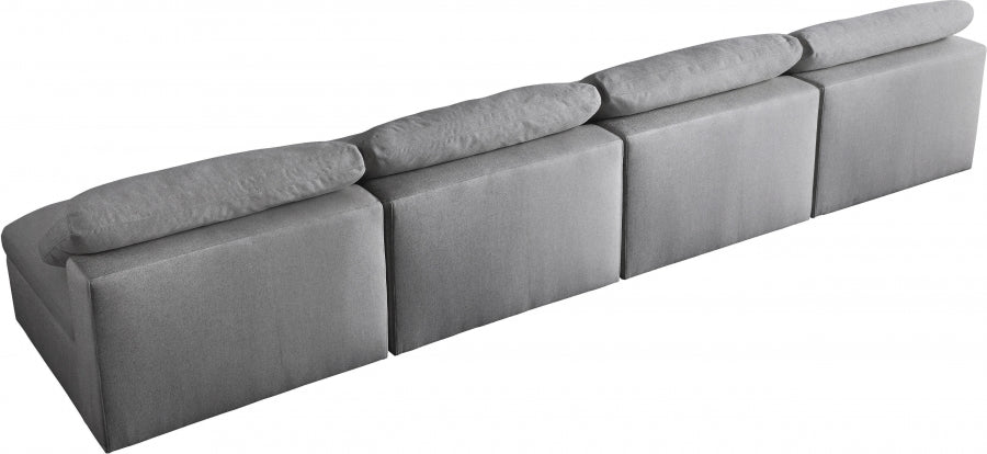 Serene Linen Textured Fabric Deluxe Comfort Modular Armless Sofa