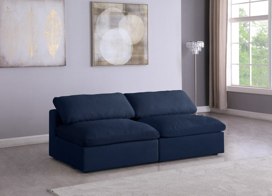 Serene Linen Textured Fabric Deluxe Comfort Modular Armless Sofa