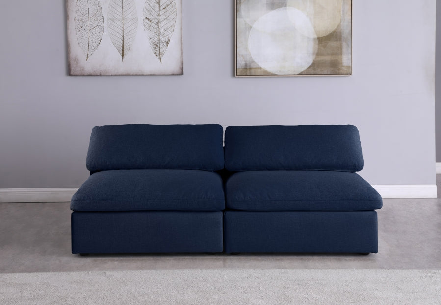 Serene Linen Textured Fabric Deluxe Comfort Modular Armless Sofa