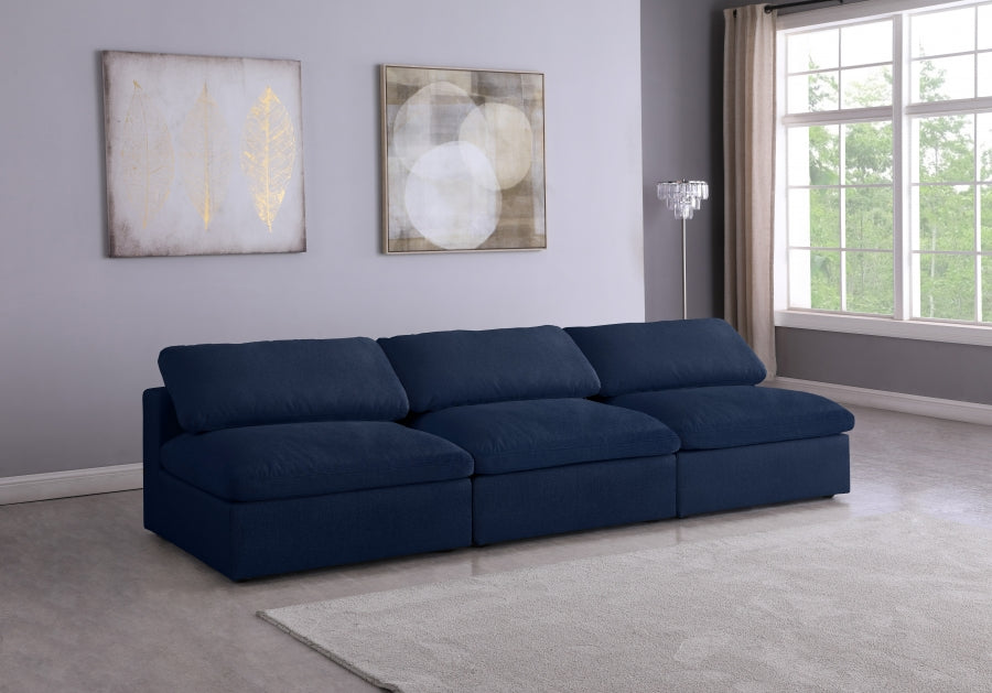 Serene Linen Textured Fabric Deluxe Comfort Modular Armless Sofa