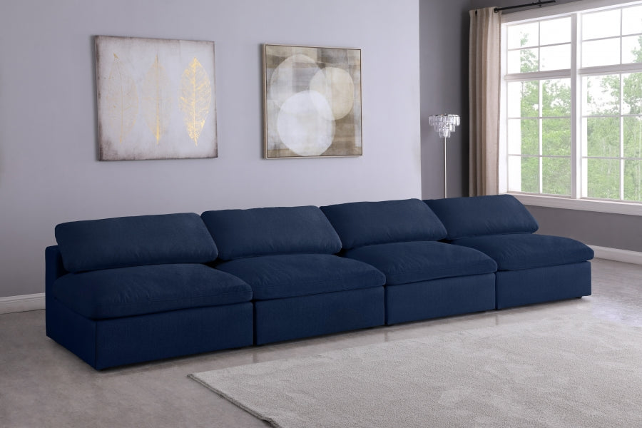 Serene Linen Textured Fabric Deluxe Comfort Modular Armless Sofa