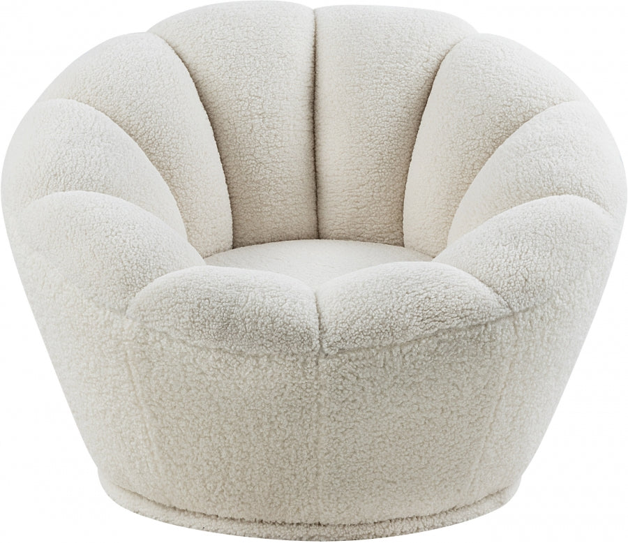 Dream Faux Sheepskin Fur Upholstered Swivel Accent Chair