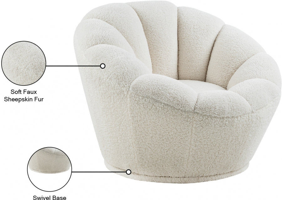 Dream Faux Sheepskin Fur Upholstered Swivel Accent Chair