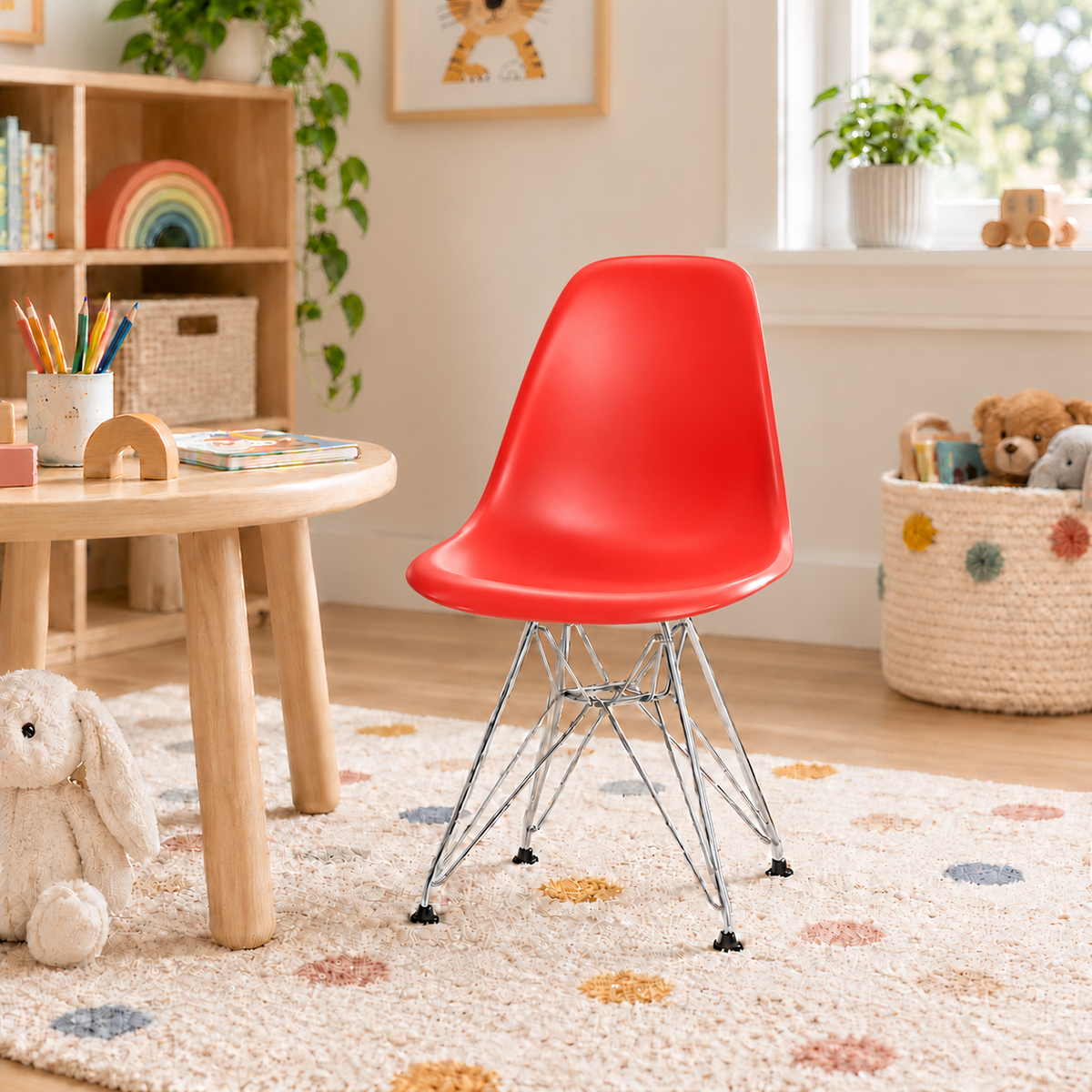 Eames Eiffel Molded Plastic Kids Chair - Chrome legs