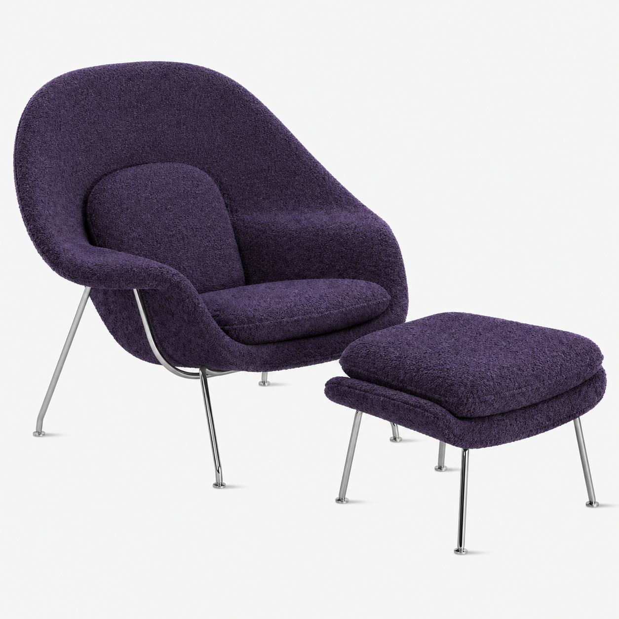 Womb Lounge Chair And Ottoman (Boucle Fabric)