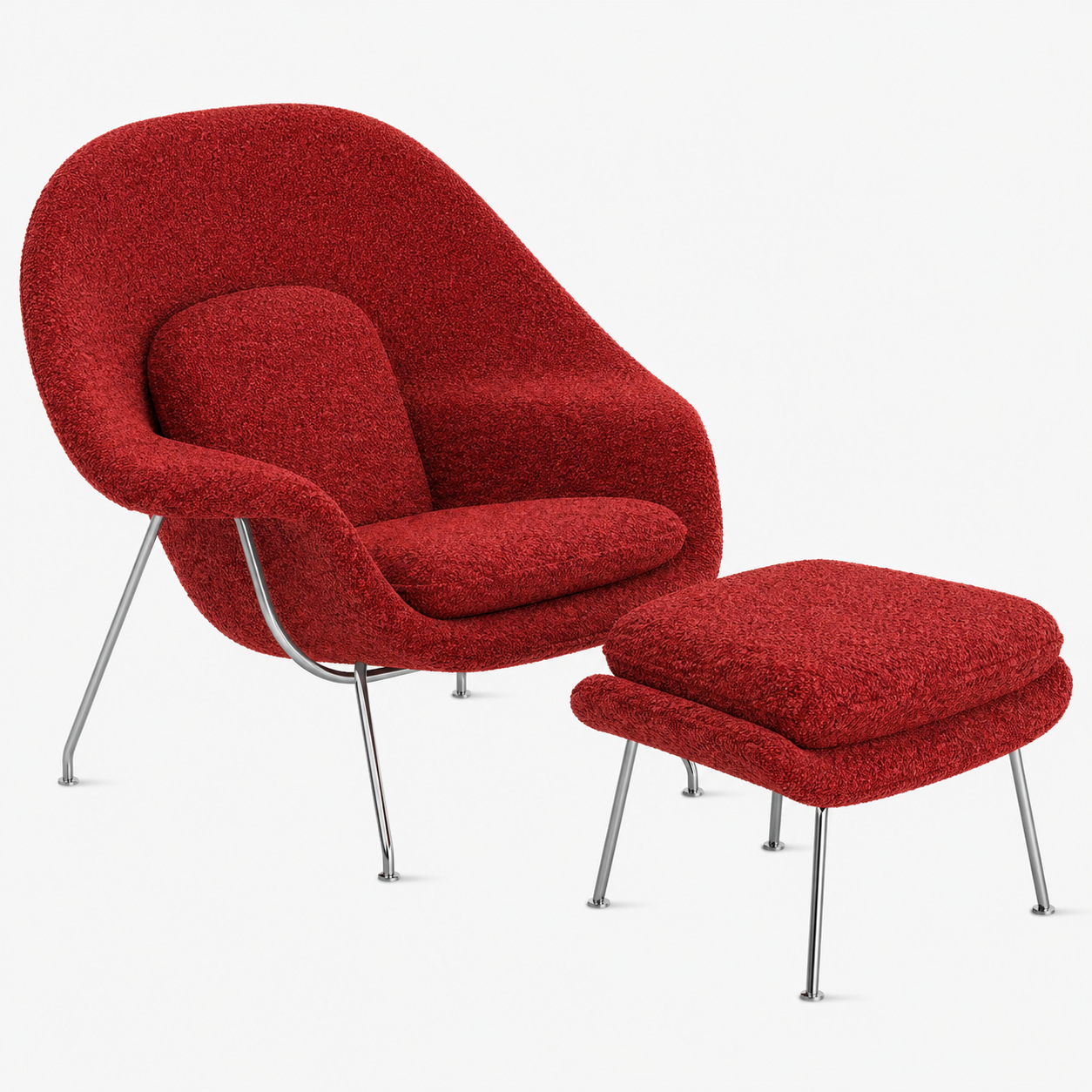Womb Lounge Chair And Ottoman (Boucle Fabric)