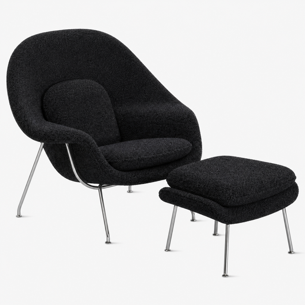 Womb Lounge Chair And Ottoman (Boucle Fabric)