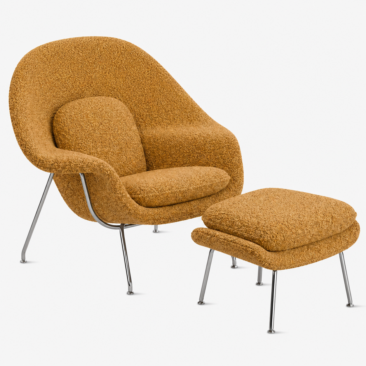Womb Lounge Chair And Ottoman (Boucle Fabric)