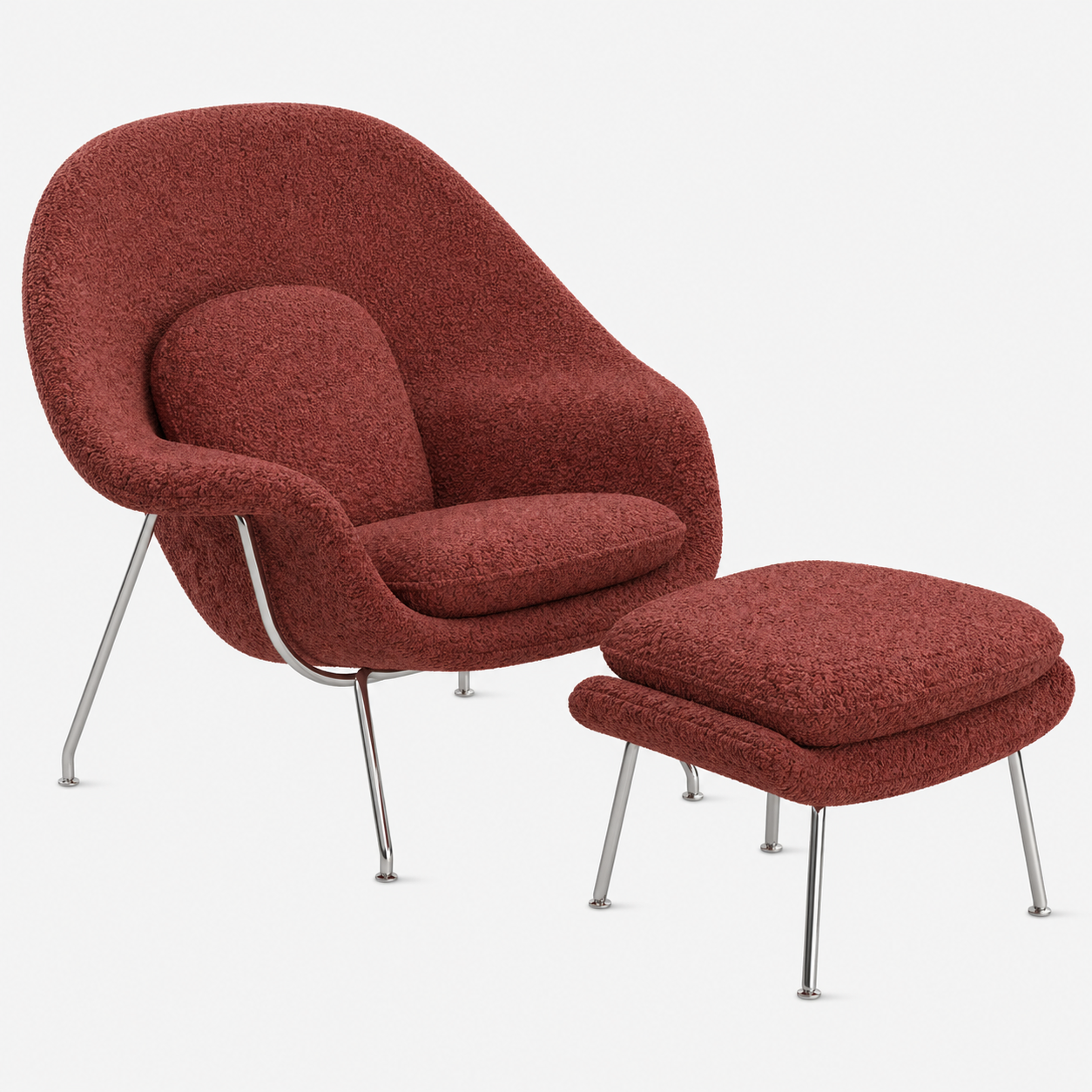 Womb Lounge Chair And Ottoman (Boucle Fabric)