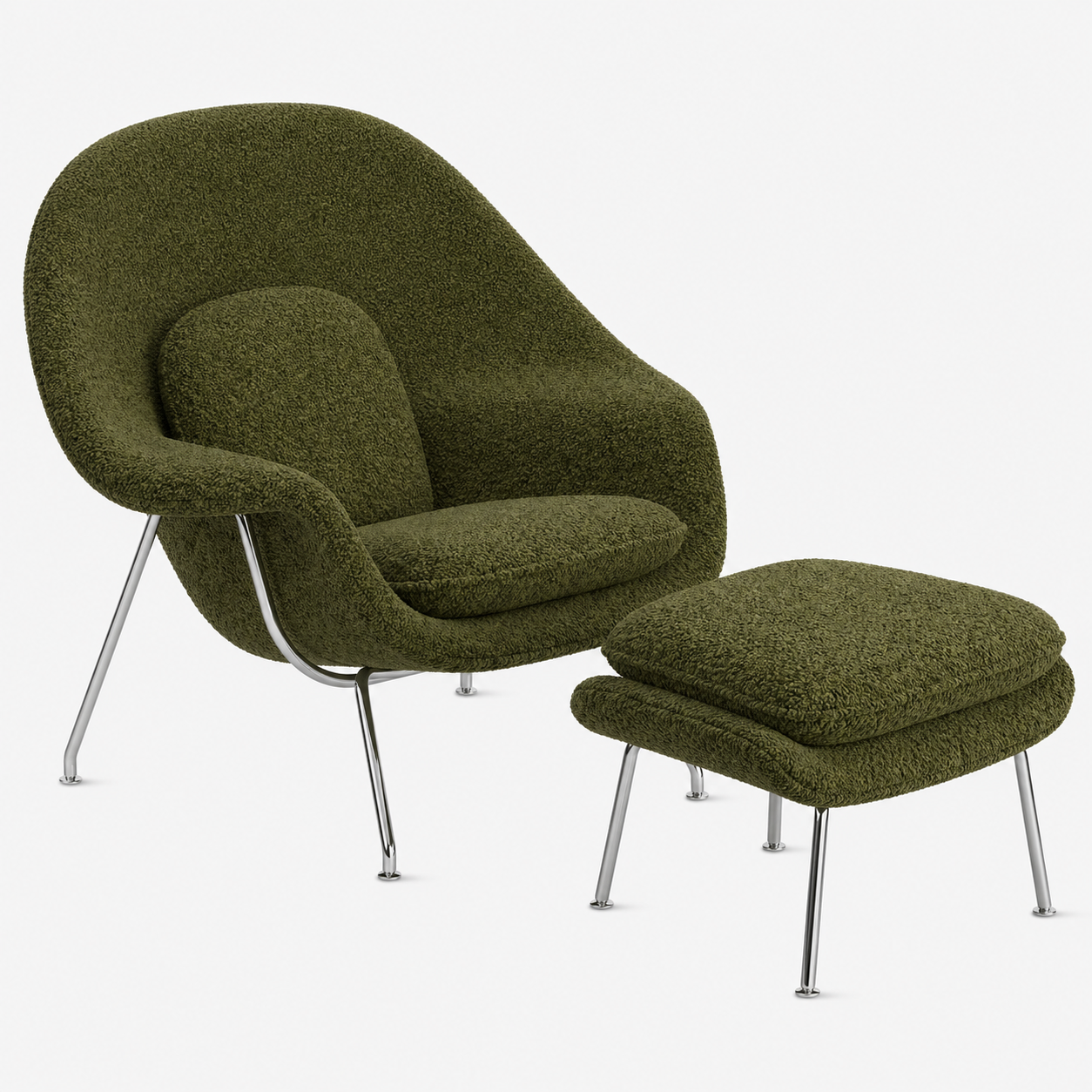 Womb Lounge Chair And Ottoman (Boucle Fabric)