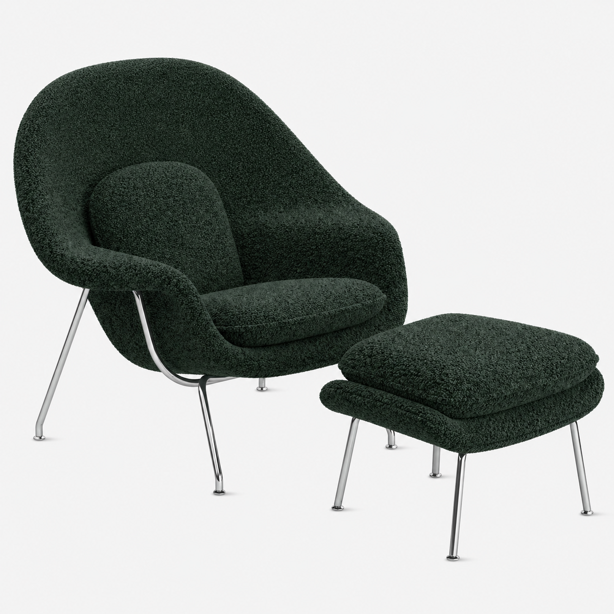 Womb Lounge Chair And Ottoman (Boucle Fabric)
