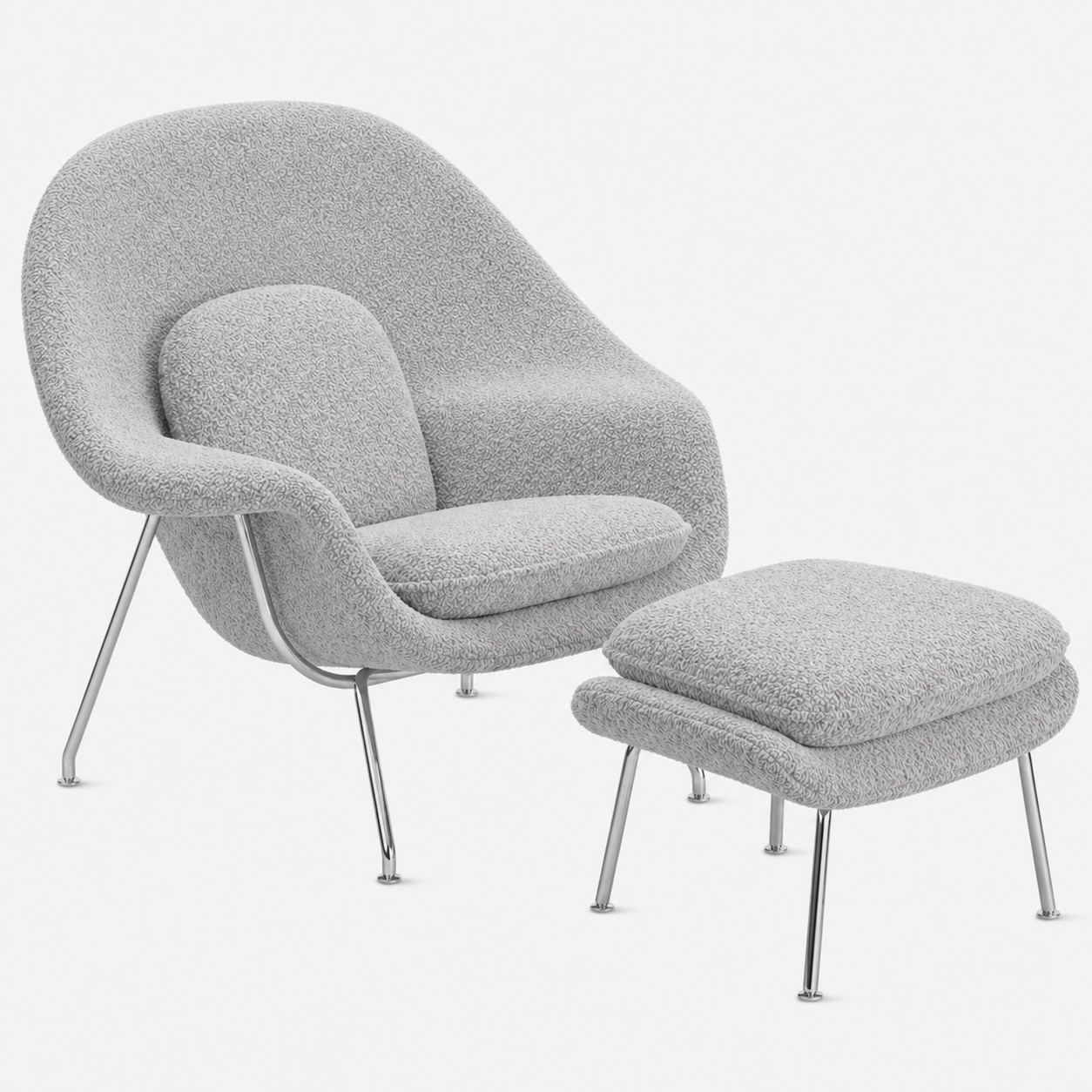 Womb Lounge Chair And Ottoman (Boucle Fabric)