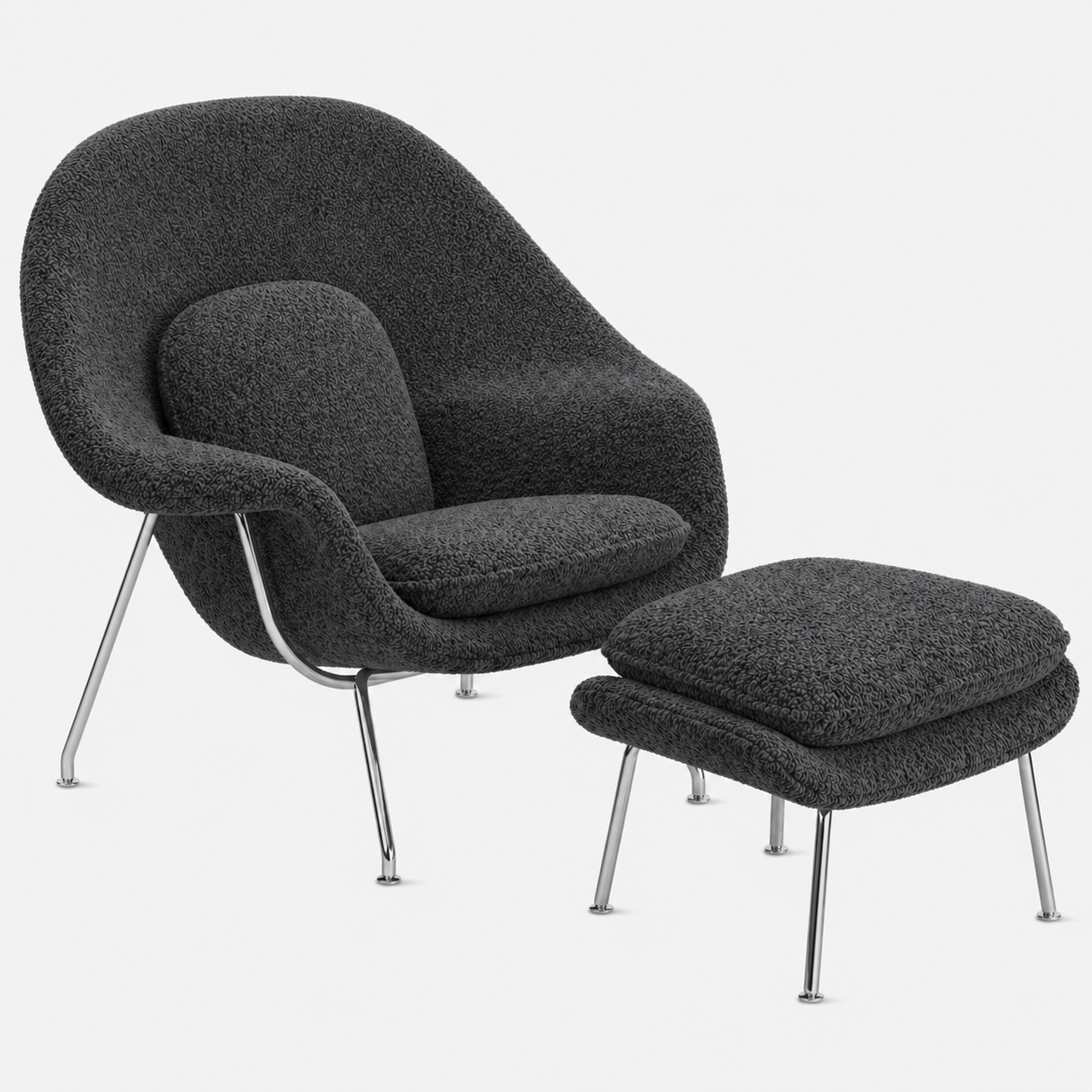 Womb Lounge Chair And Ottoman (Boucle Fabric)