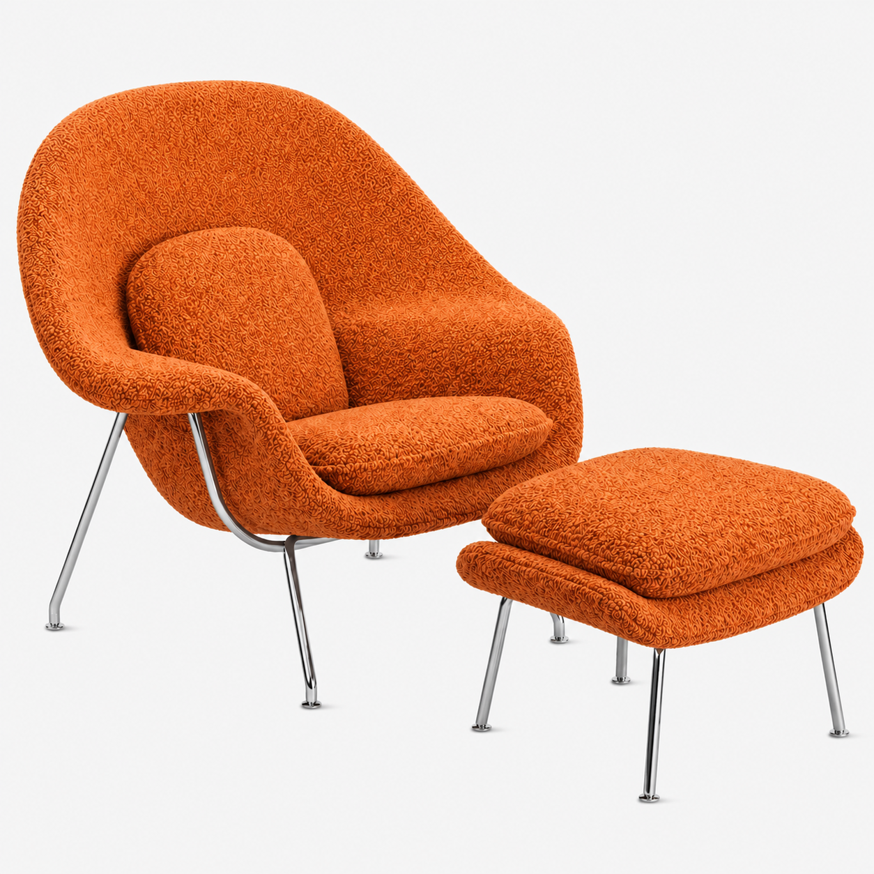 Womb Lounge Chair And Ottoman (Boucle Fabric)