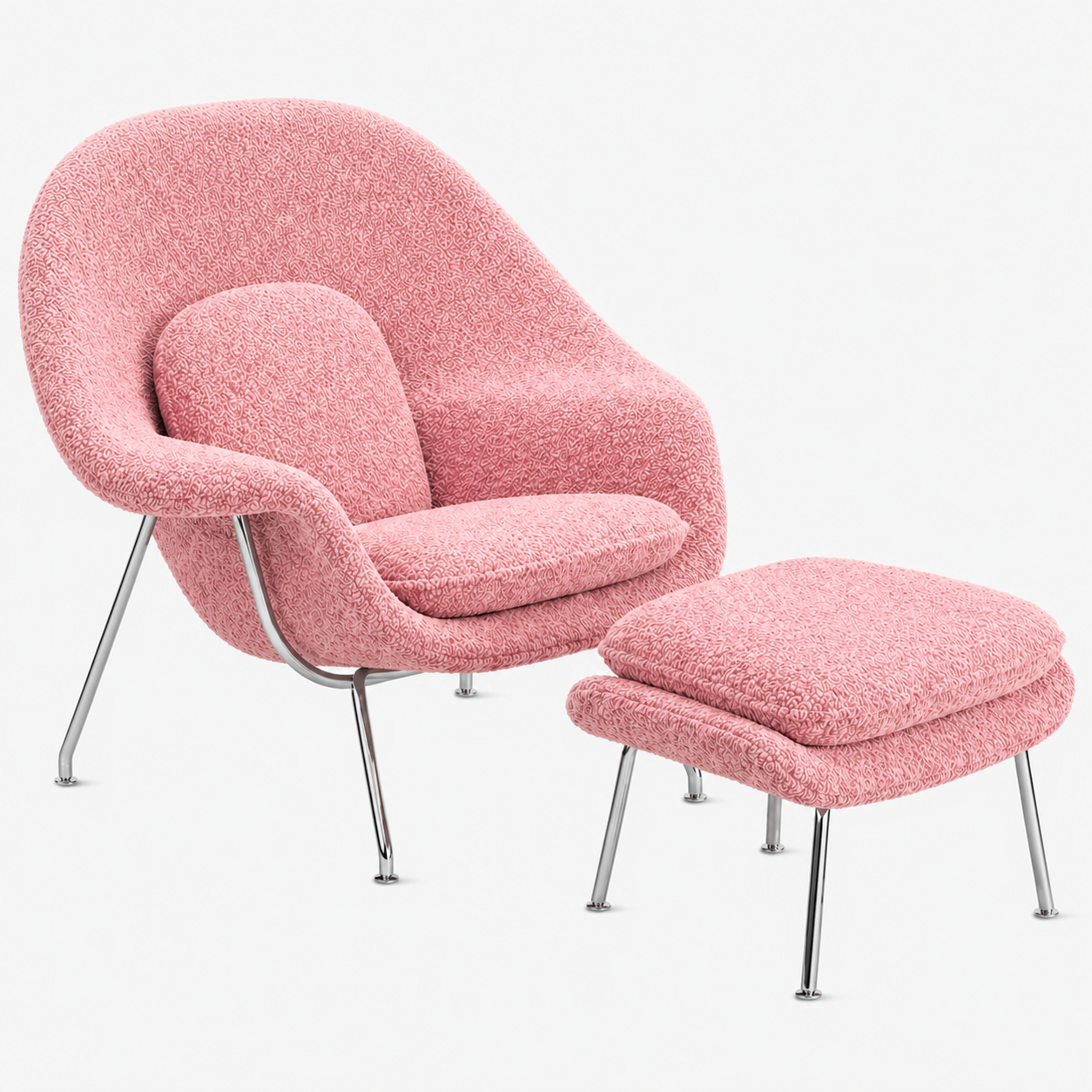 Womb Lounge Chair And Ottoman (Boucle Fabric)