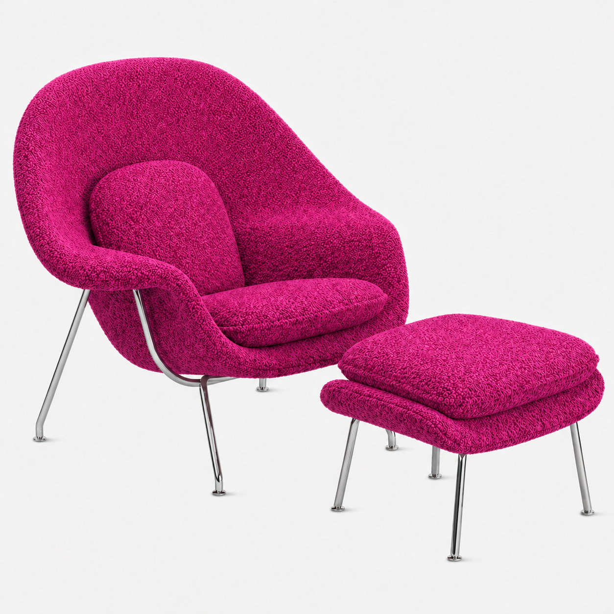 Womb Lounge Chair And Ottoman (Boucle Fabric)