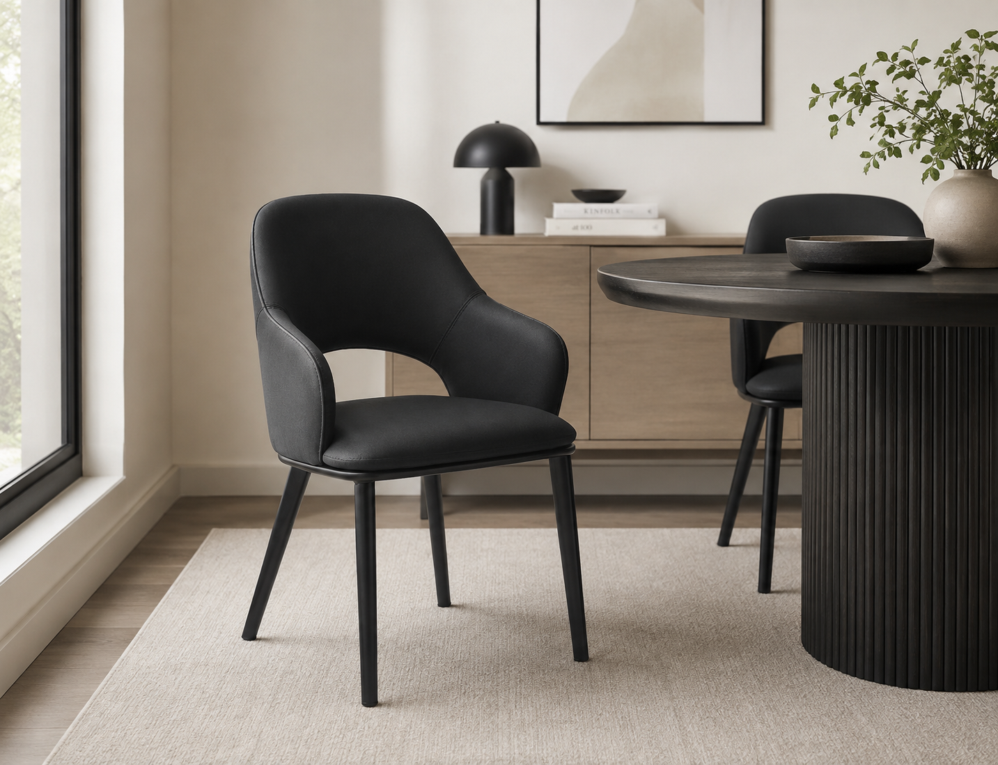 Denzel Dining Chair - Set of 4 in Black and Black