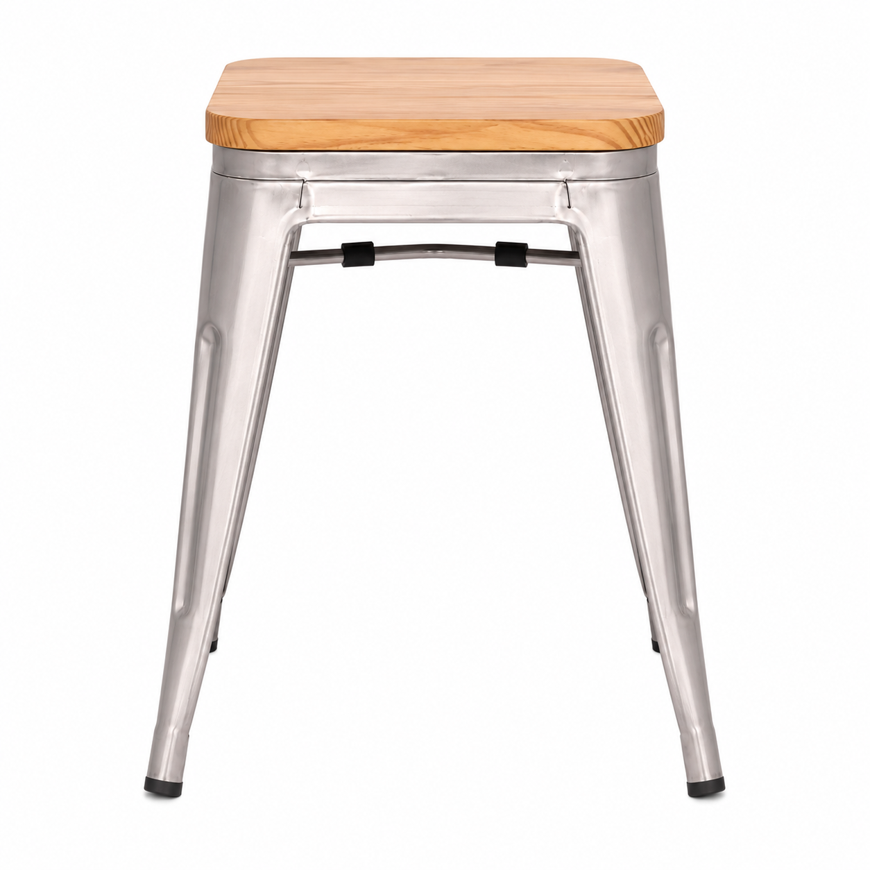 Mini Tolix Stool (Natural Wood Seat)