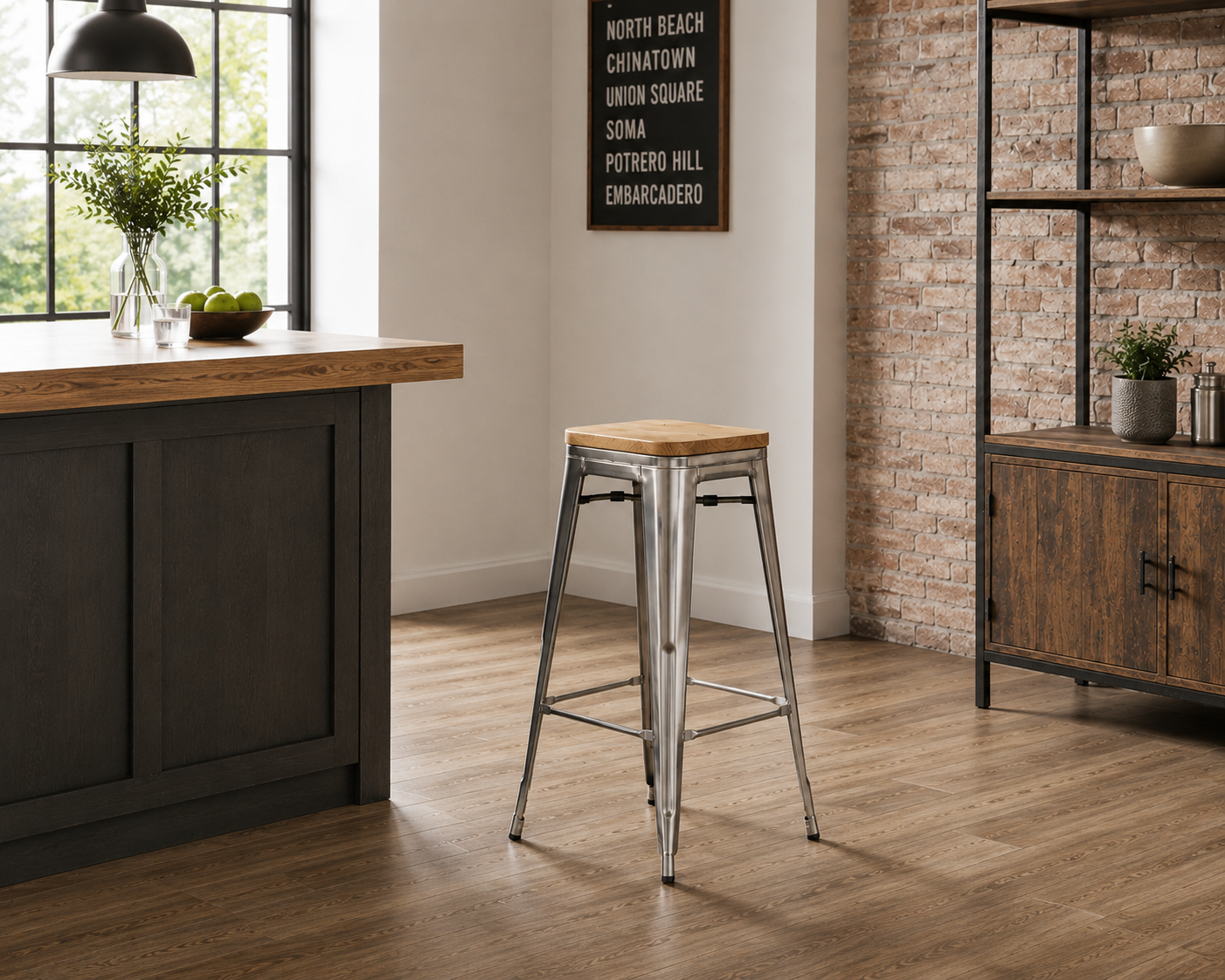 Tabouret de bar Tolix (bois)