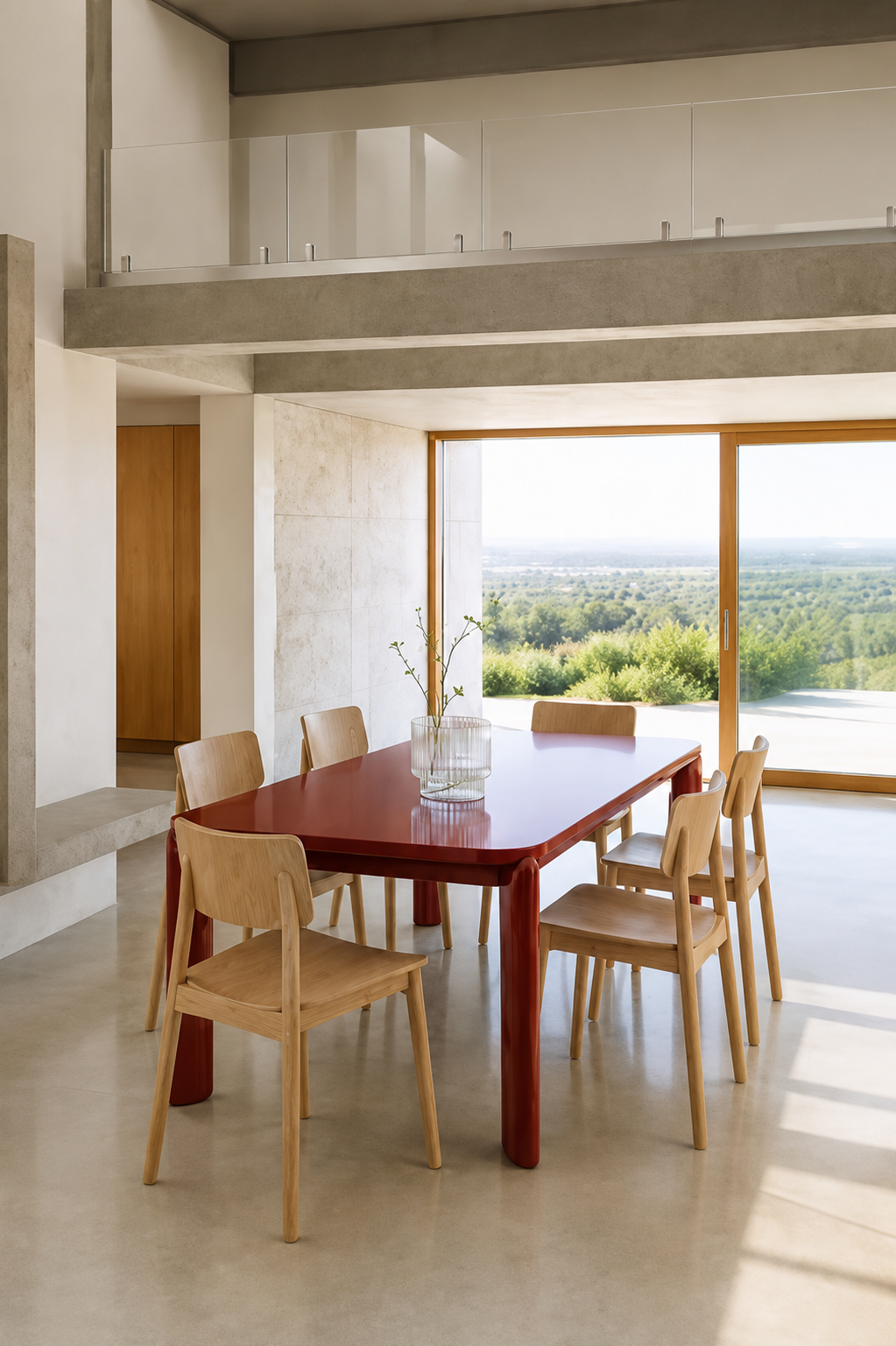 Ginebra Wine Red MDF Dining Table - Reproduction