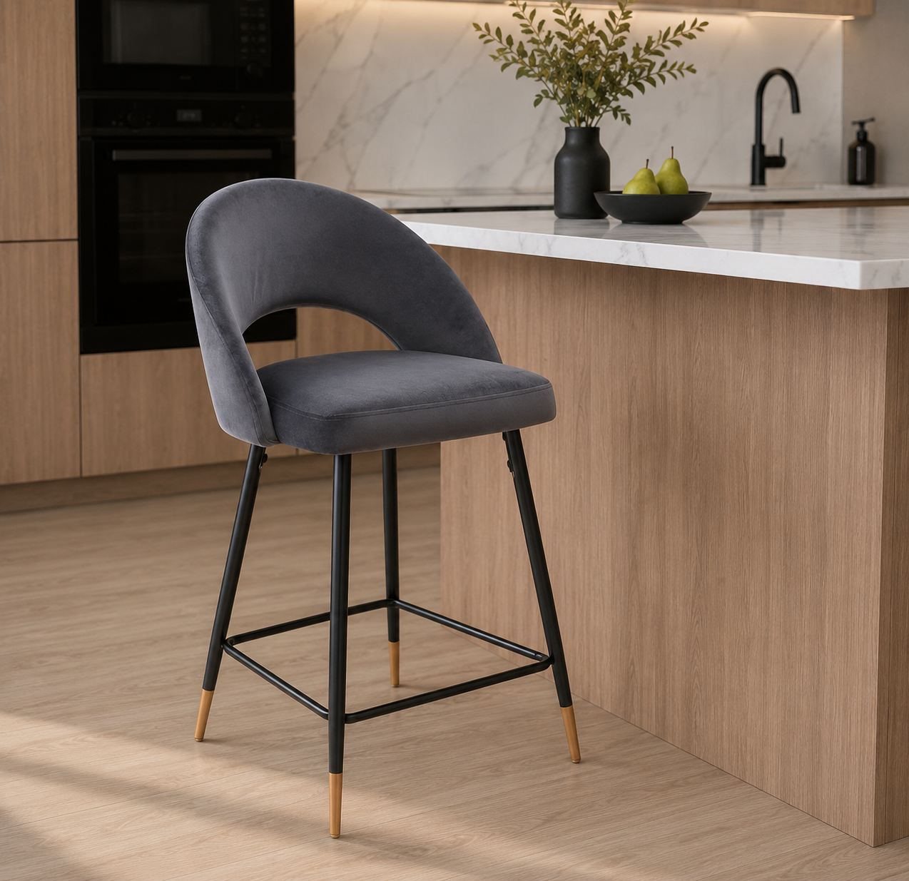 Tabouret en velours Akira